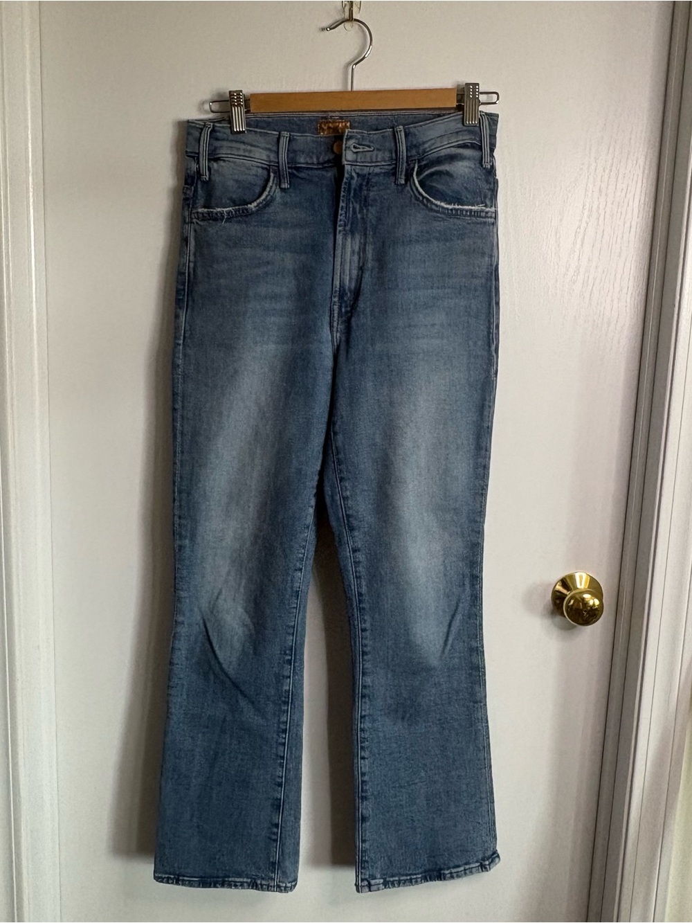 MOTHER The Hustler Ankle Scenic Route Medium Wash Stretch Button Jeans Sz 28